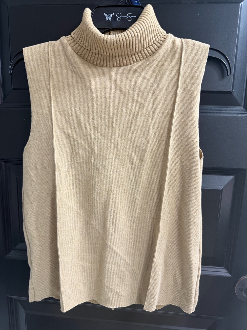 ZARA Camel Sleeveless Turtleneck Sweater Vest Small Quiet Luxury Minimalist